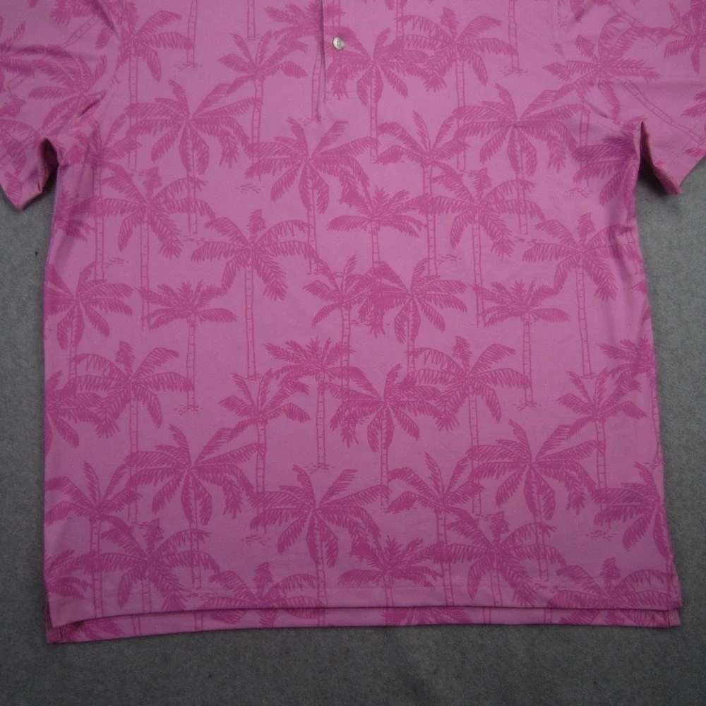 Chubbies Polo Shirt Mens Large Pink Palm Tree Performance Short Sleeve Stretch - Picture 6 of 16